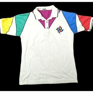 Vintage Head Polo Shirt Womens Small Colorblock Multicolor Short Sleeve